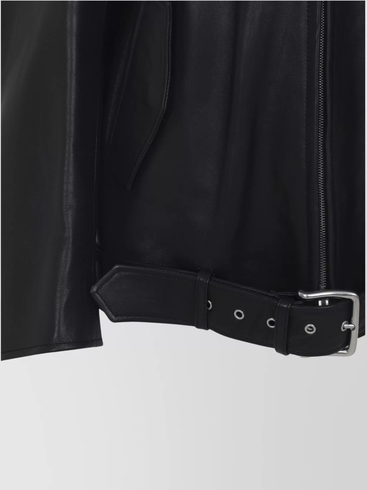 Acne Studios Leather Jacket With Belted Waist And Epaulettes In Black