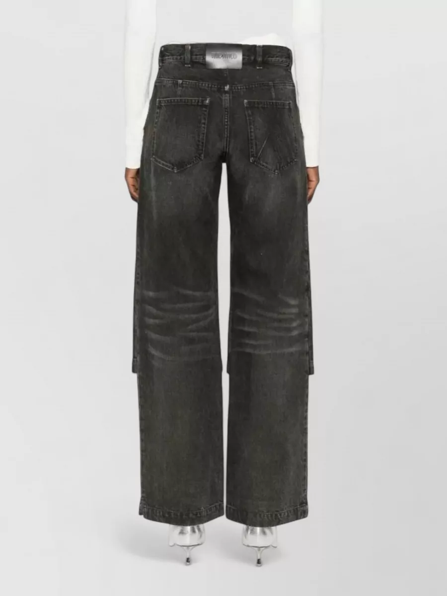 The Attico Cotton Split-Hem Wide-Leg Jeans