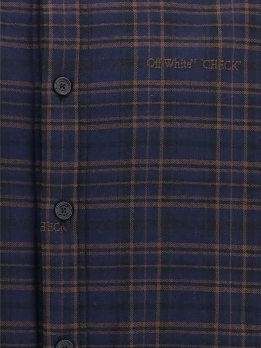 Off-White Cotton oversized padded checked shirt