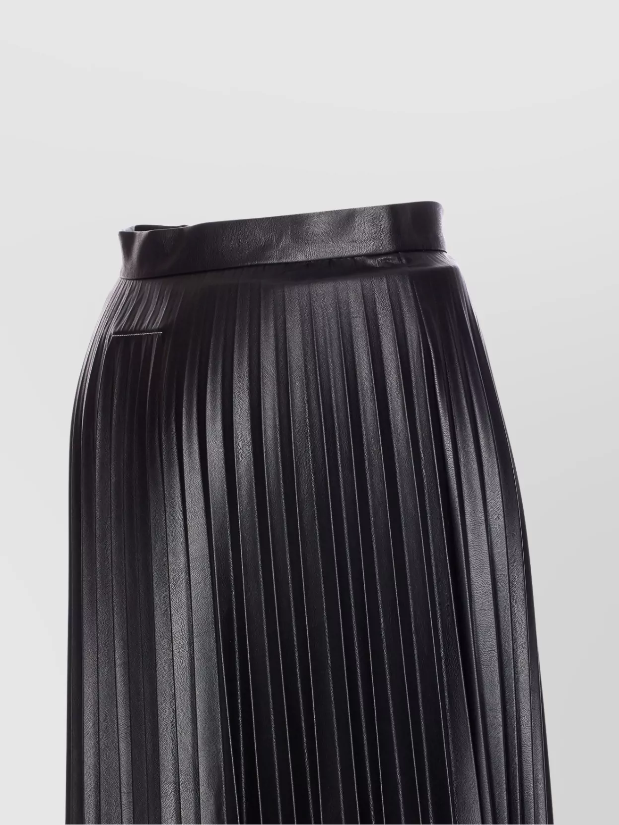 Mm6 Maison Margiela High Waist Leather Look Pleated Midi Skirt