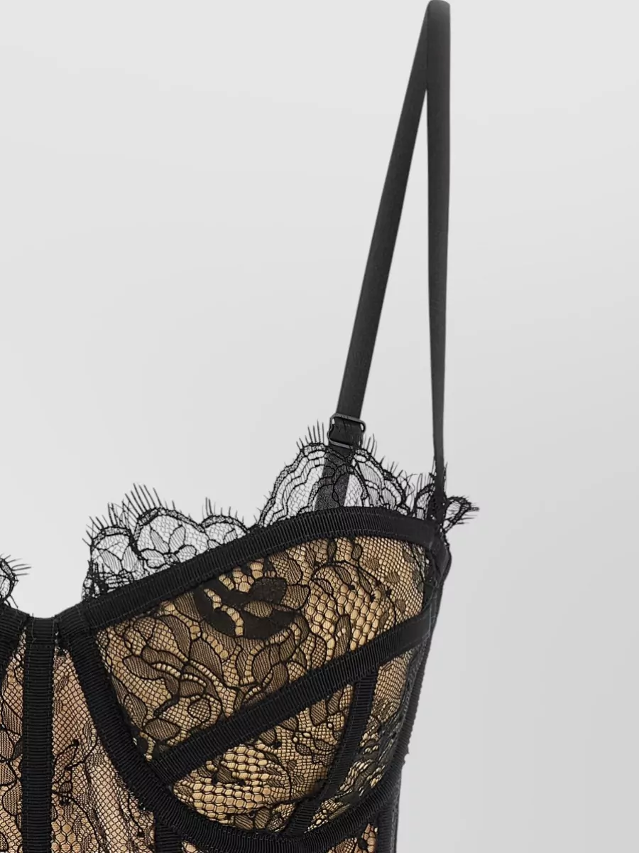 Giuseppe Di Morabito Bustier Top Lace Floral Sheer Straps