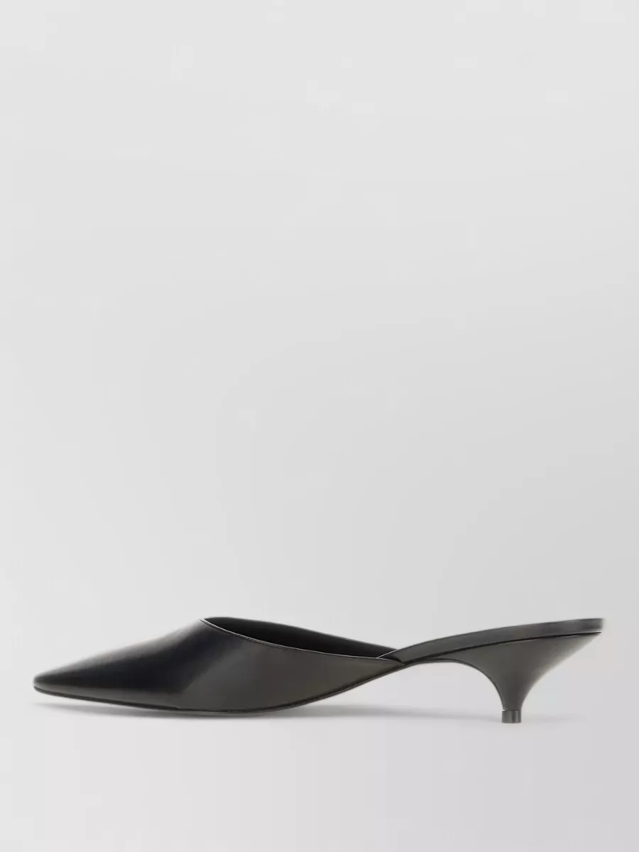 The Row Leather Pointed-Toe Kitten-Heel Mules