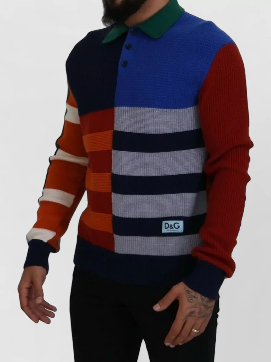 Dolce&Gabbana Virgin Wool Striped Polo Sweater