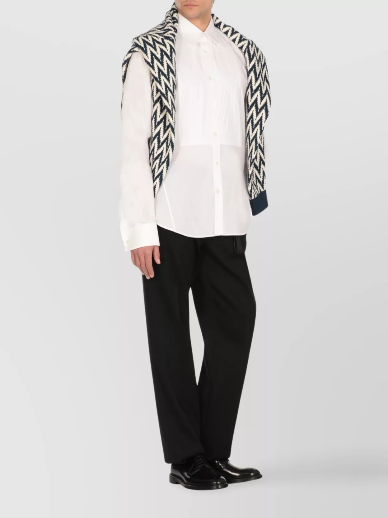 Lanvin Cotton Shirt With Point Collar And Pleats