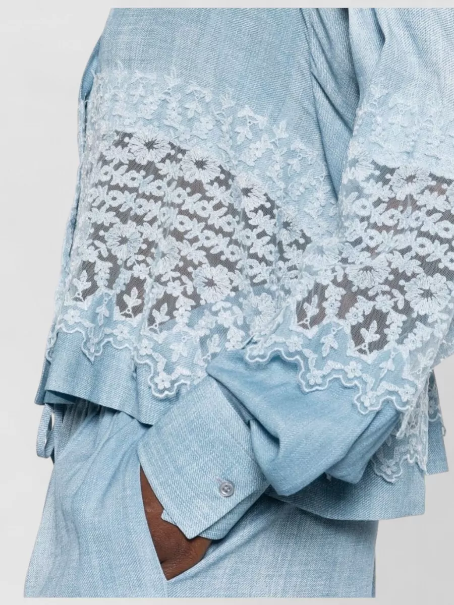 Ermanno Scervino Shirt Lace Detailing Buttoned Cuffs Collared Neck