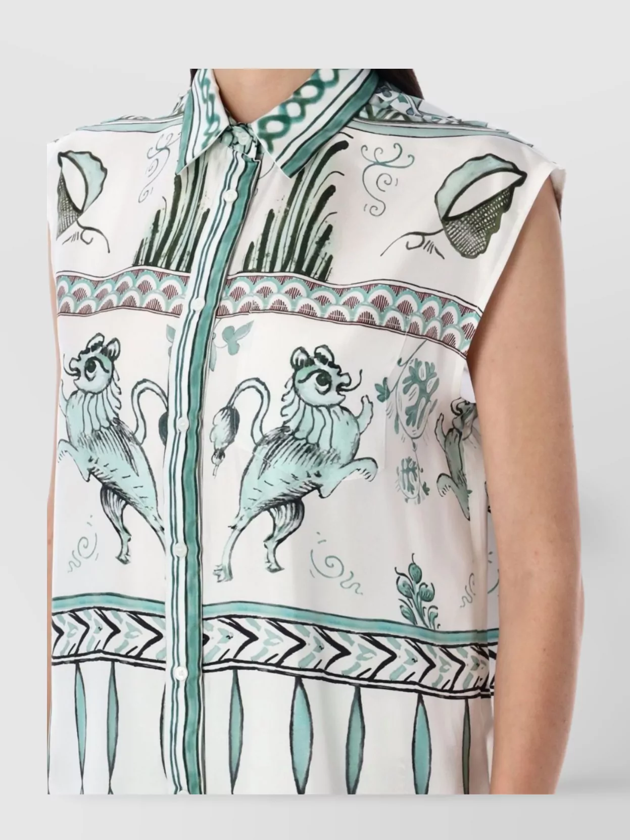 Fabiana Filippi Loose Fit Sleeveless Silk Twill Shirt