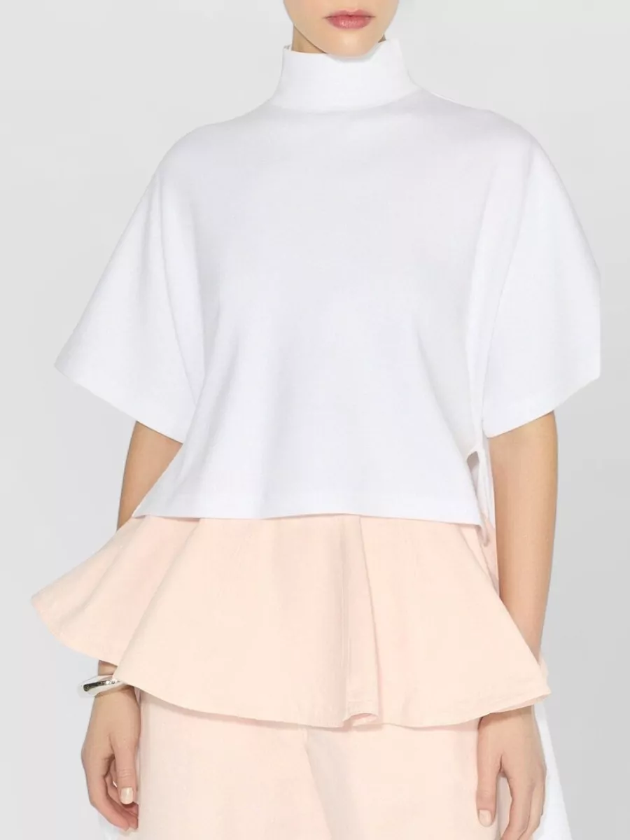 Alaïa Asymmetric Mock Neck Jersey Midi Dress