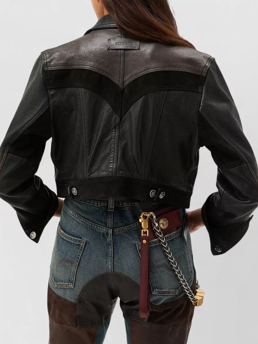 Versace Paneled Slim-Fit Leather Jacket