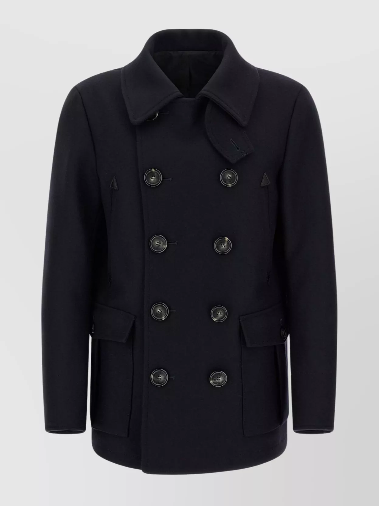 Dsquared2 Wool Coat With Button Detailing And Pockets In Black