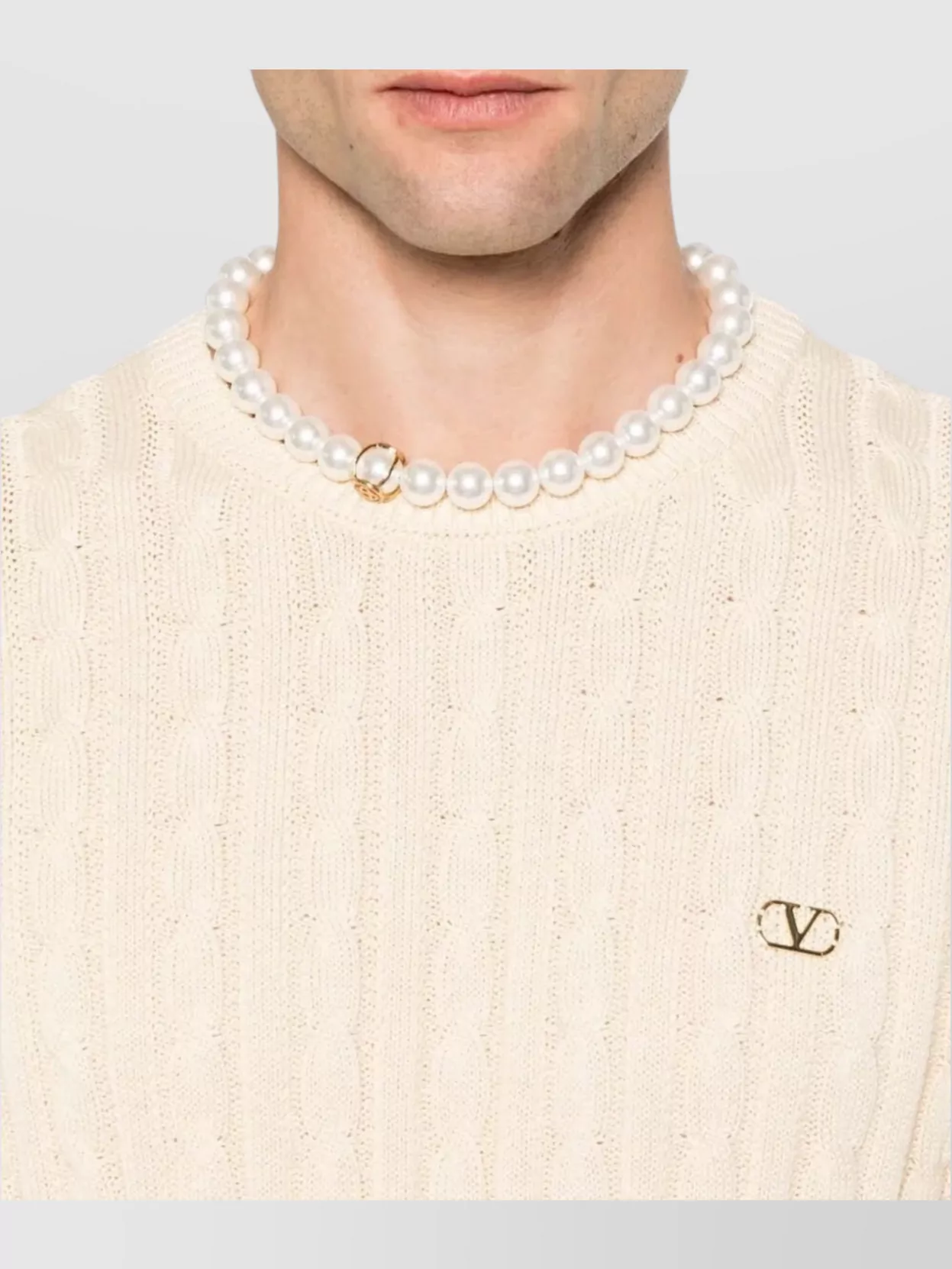 Valentino Garavani Vlogo Cable Knit Crewneck Sweater