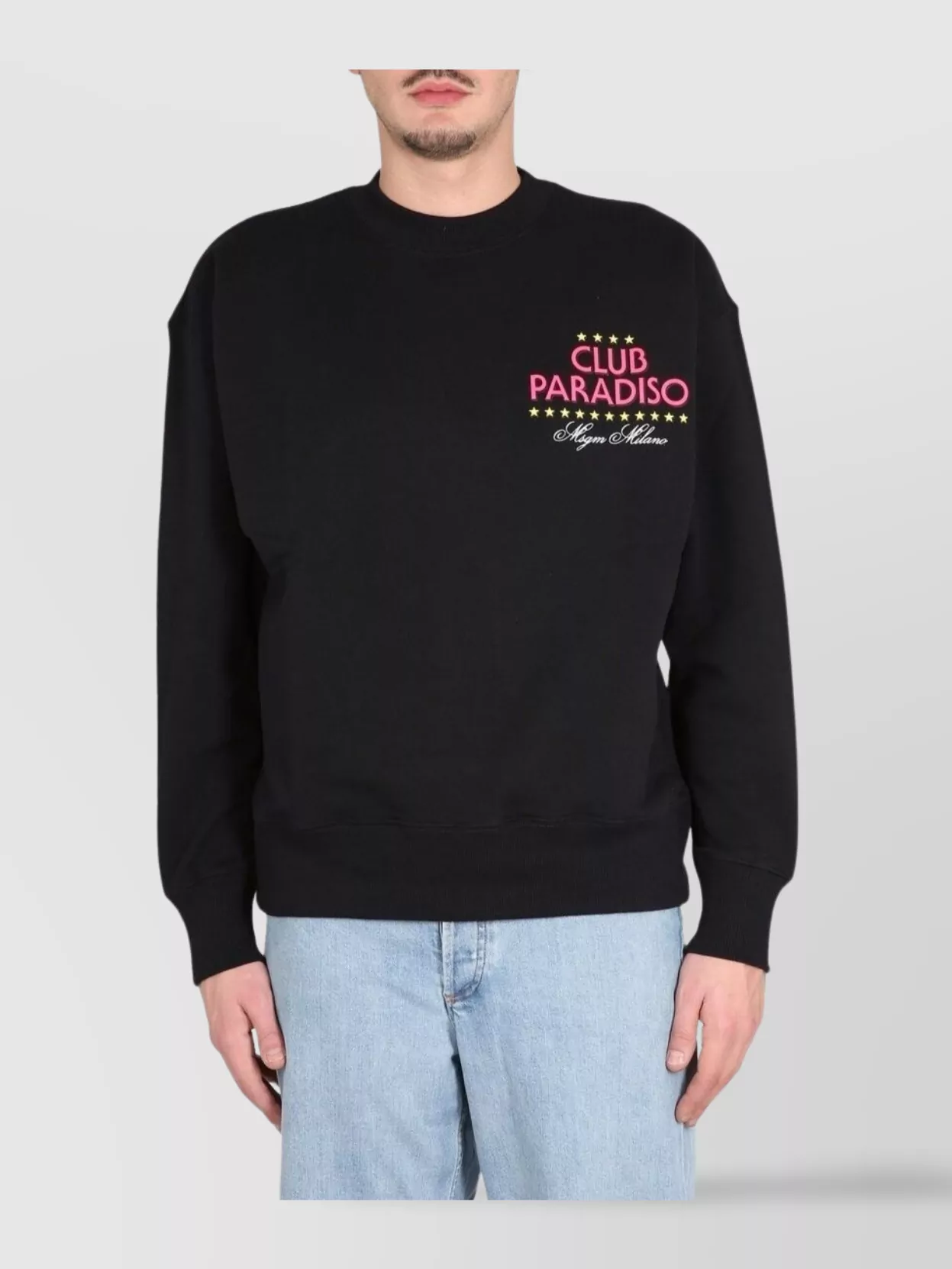 Msgm Black Sweatshirt With Front And Back Logo Print
