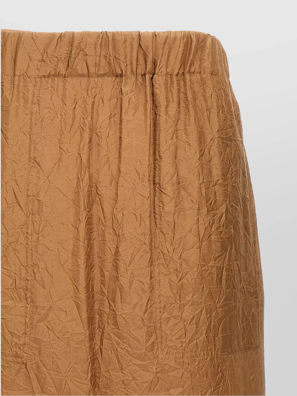 Max Mara Crinkled Texture Midi Skirt With Elastic Waistband