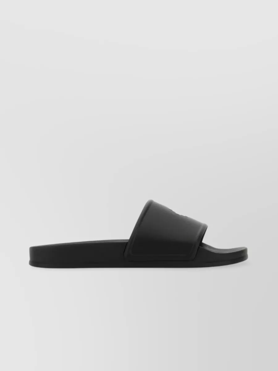 Shop Marcelo Burlon County Of Milan Wide Strap Rubber Slippers In Black