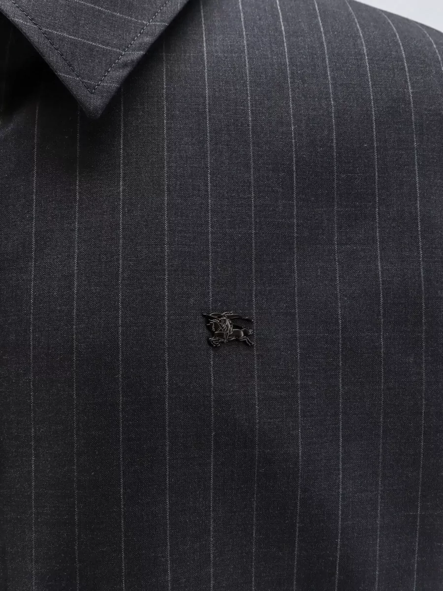 Burberry Wool Pinstripe Single Breasted Coat