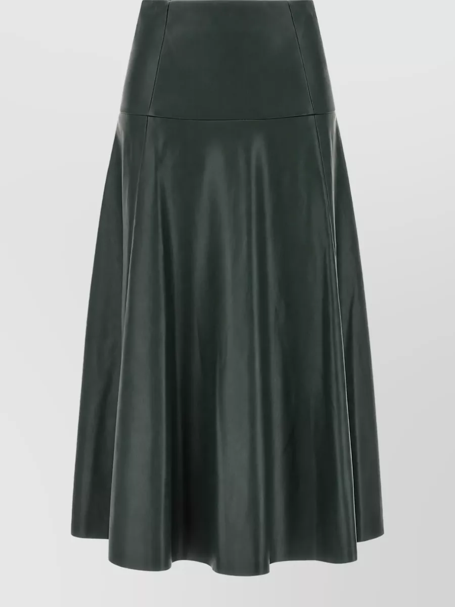 Nude leather a-line skirt