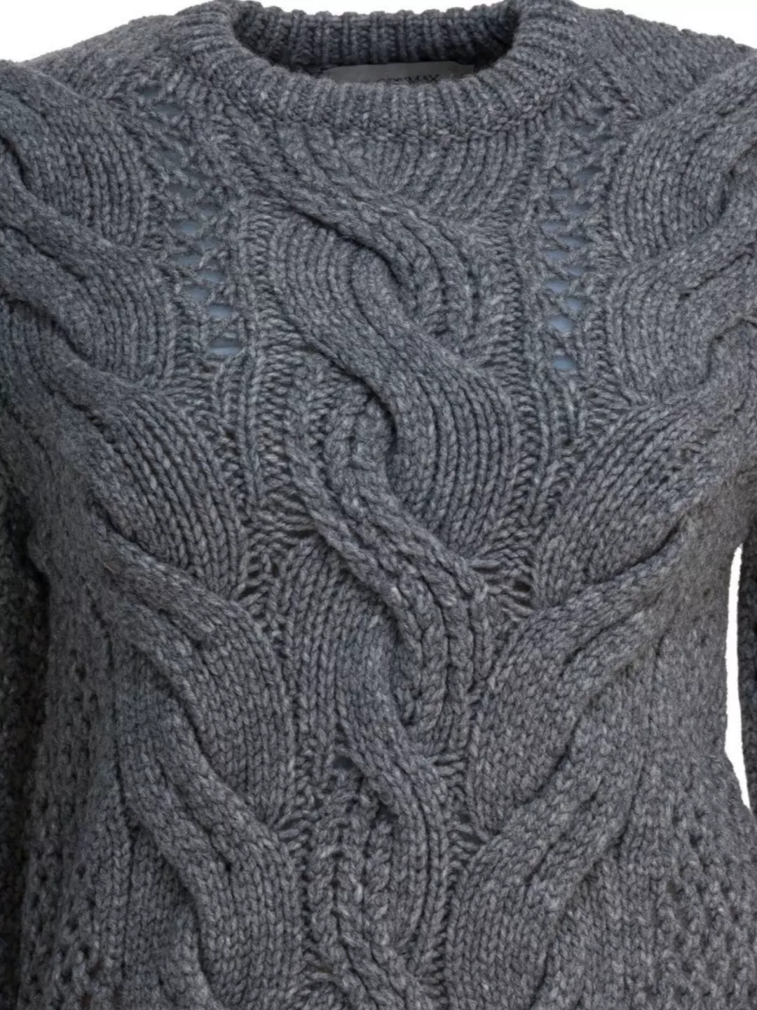 Sportmax Wool-blend Crewneck Sweater With Braids In Gray