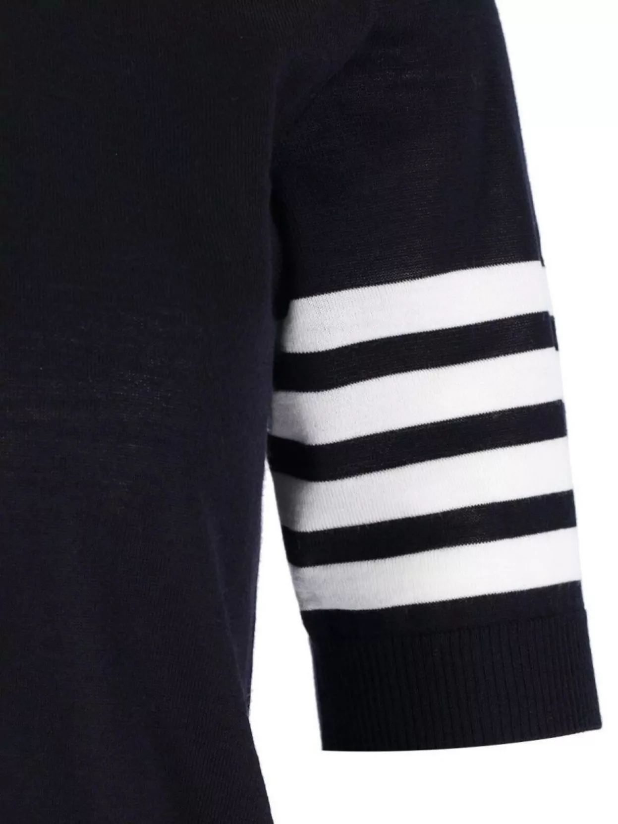 Thom Browne Ribbed Hem Crewneck Short Sleeves Striped Sleeve