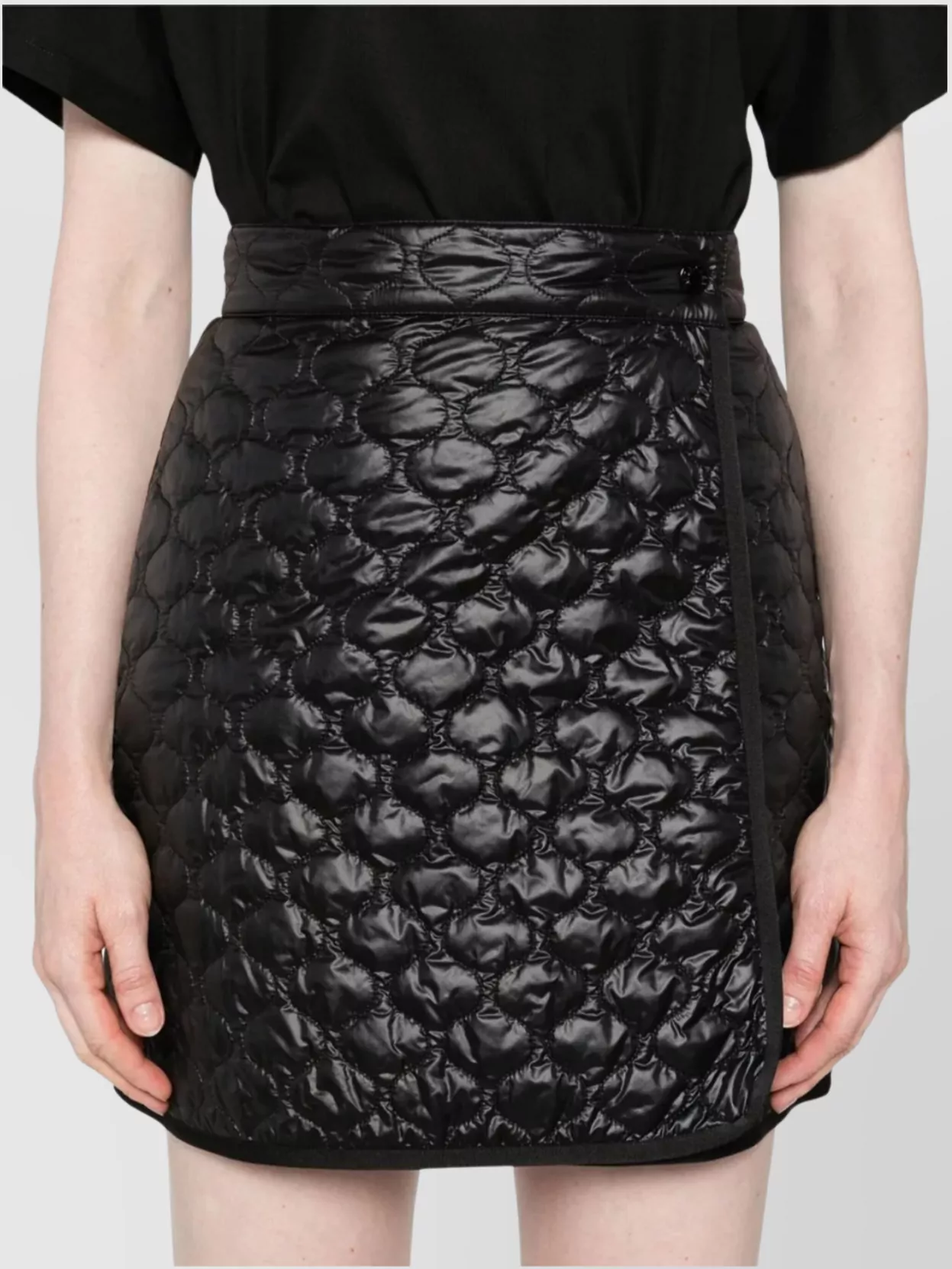 Moncler High Waist Quilted Texture Shiny Wrap Skirt