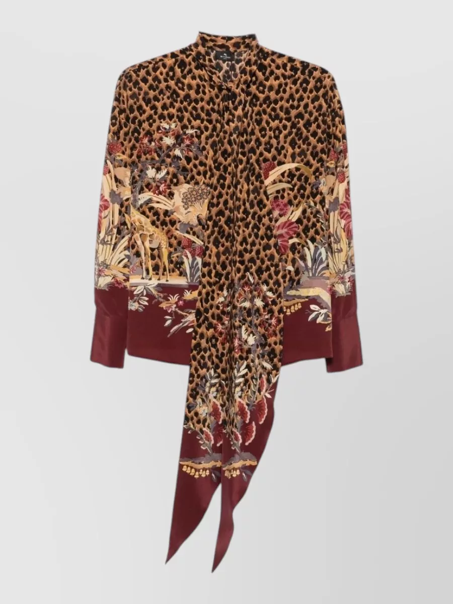 Etro silk printed pussy-bow blouse