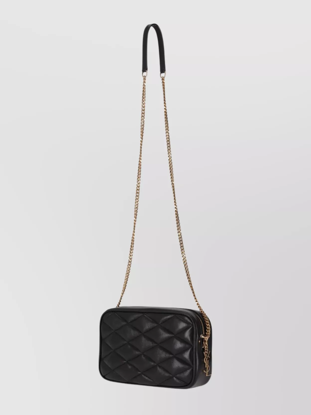 Saint Laurent Camera Bag With Chain Strap And Quilted Design