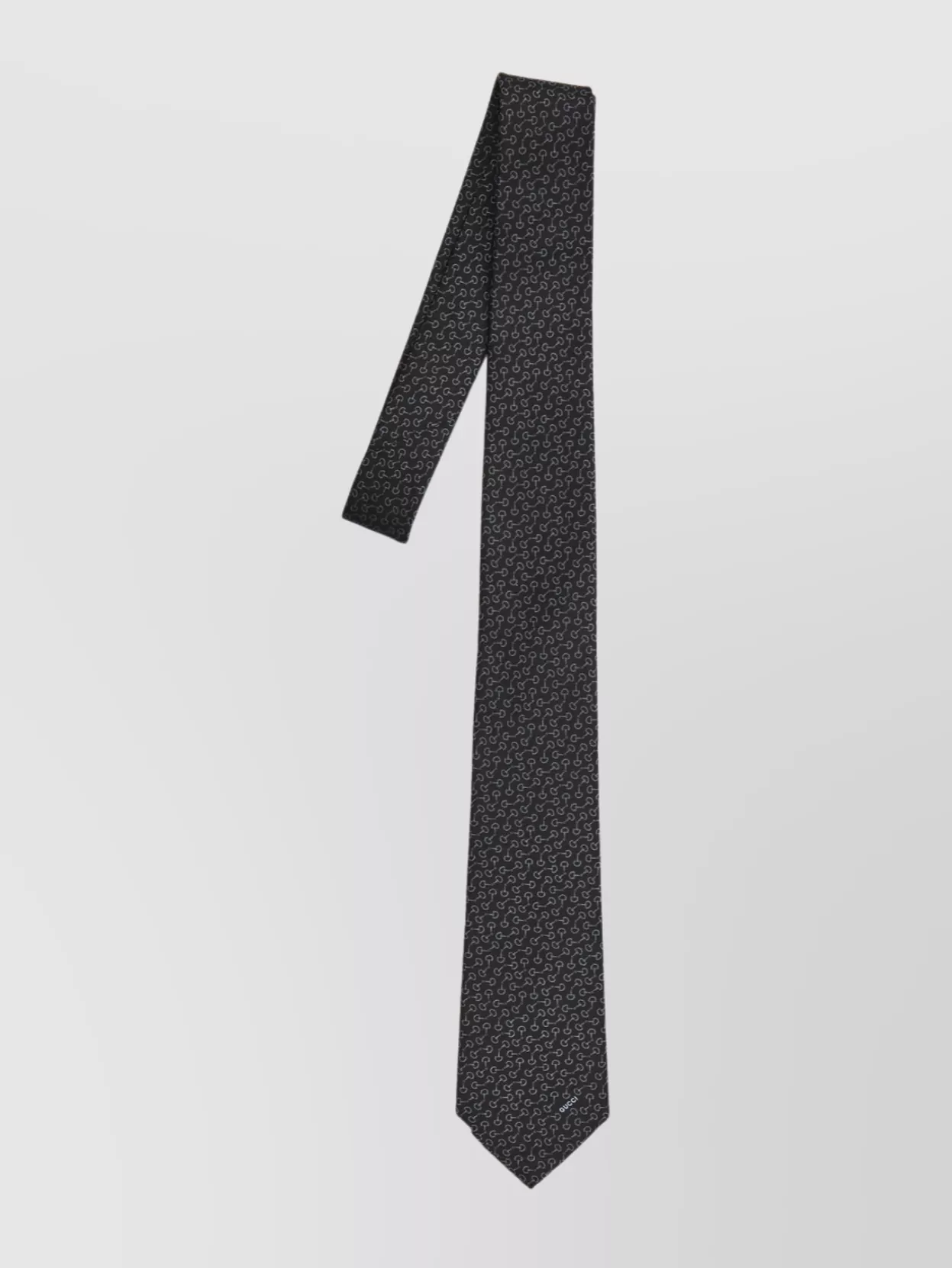 Gucci Slim Jacquard Silk Tie With Bit Pattern In Black