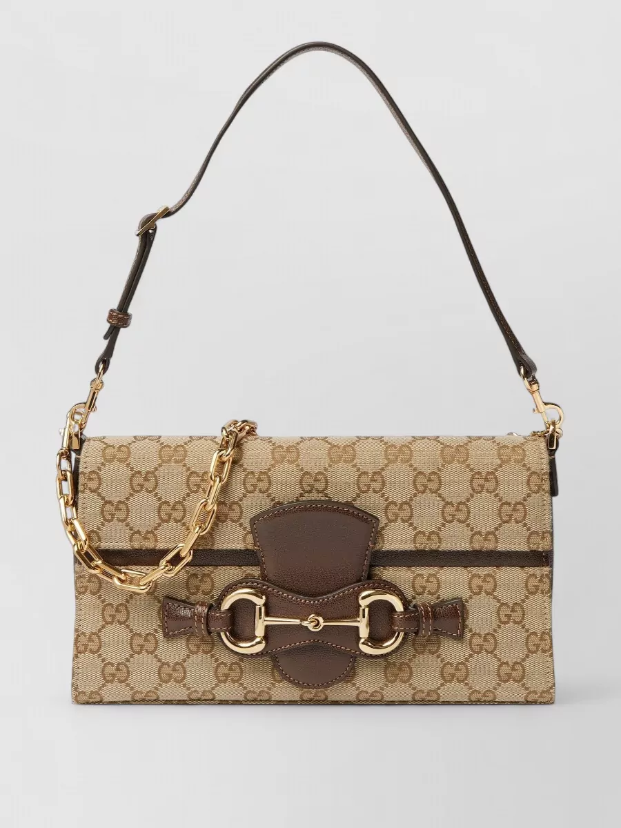 Gucci Medium Horsebit Ristretto Fabric Shoulder Bag