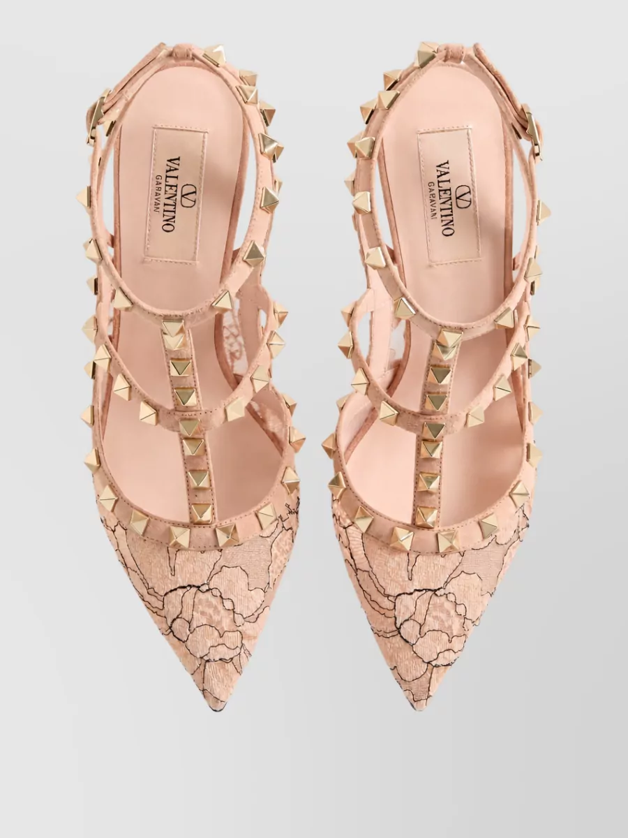 Valentino Garavani Leather Rockstud Ankle-Strap Pumps