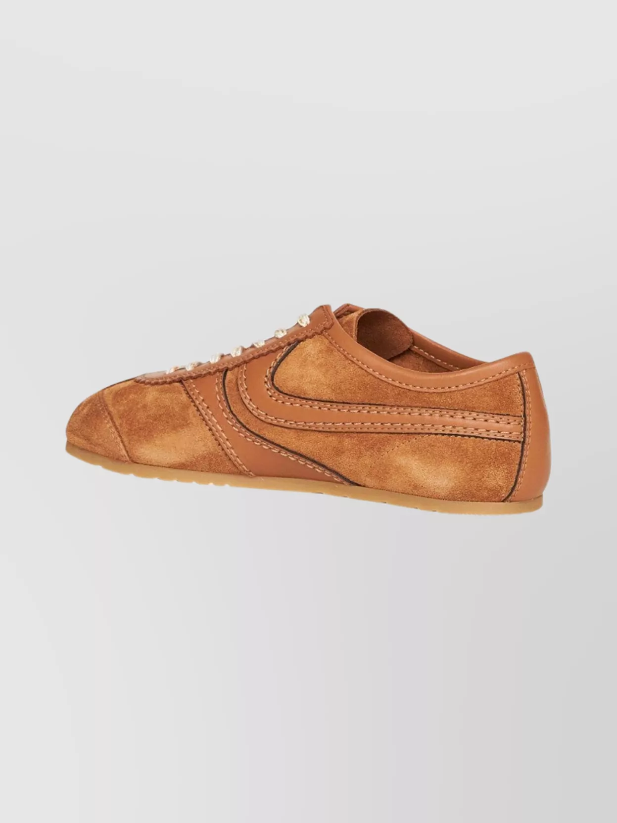 Dries Van Noten Womens Tan Retro Panelled Leather Low-top Trainers