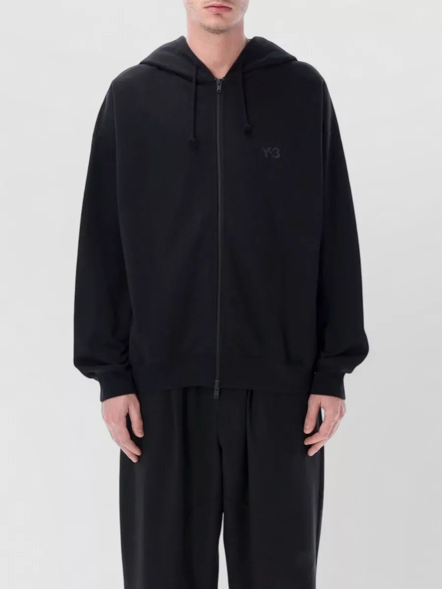 Y-3 cotton blend relaxed fit zip up hoodie