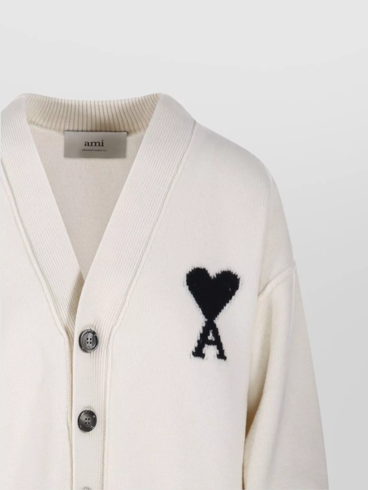 Ami Paris Felted Merino V-Neck Cardigan