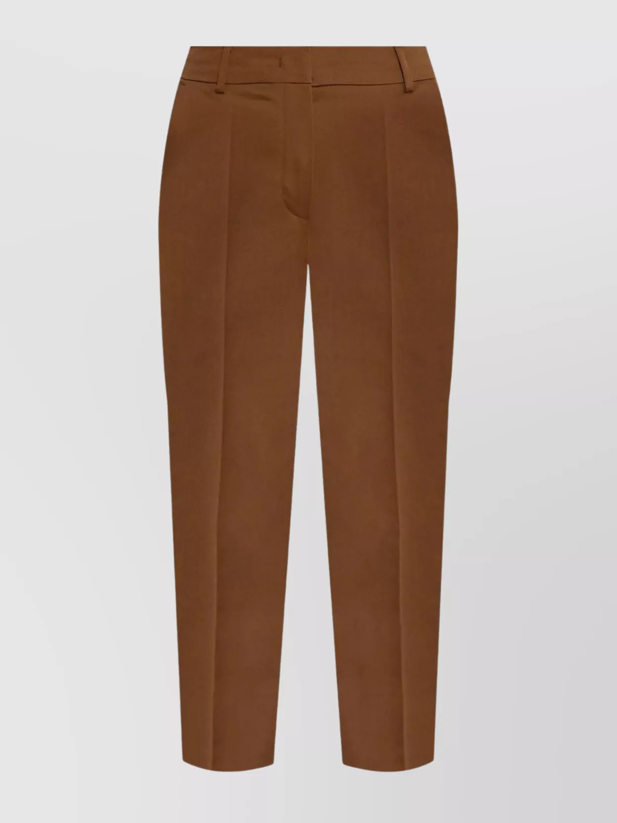 Max Mara Slim Fit Cropped Trousers Front Pleats In Brown
