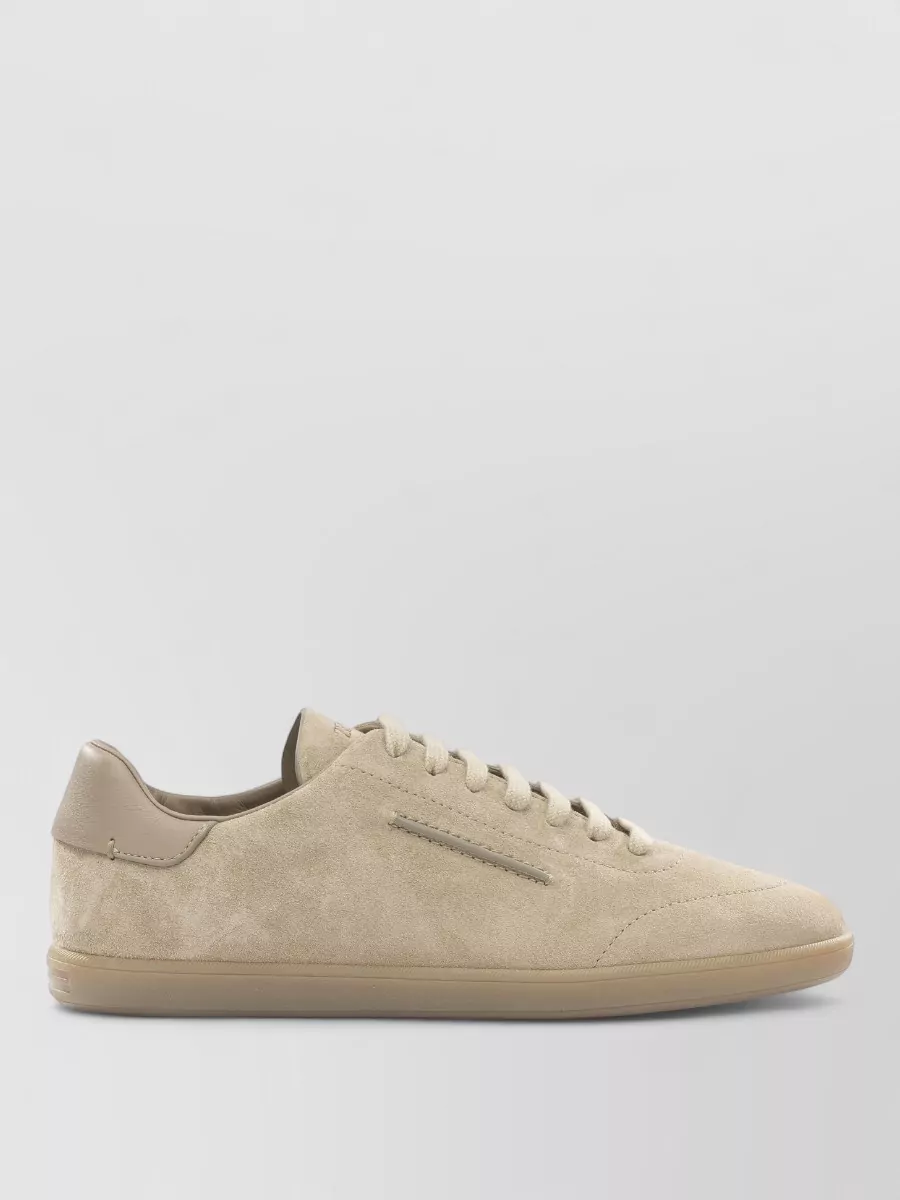 Zegna Low Top Suede Sneaker Slip On Rubber