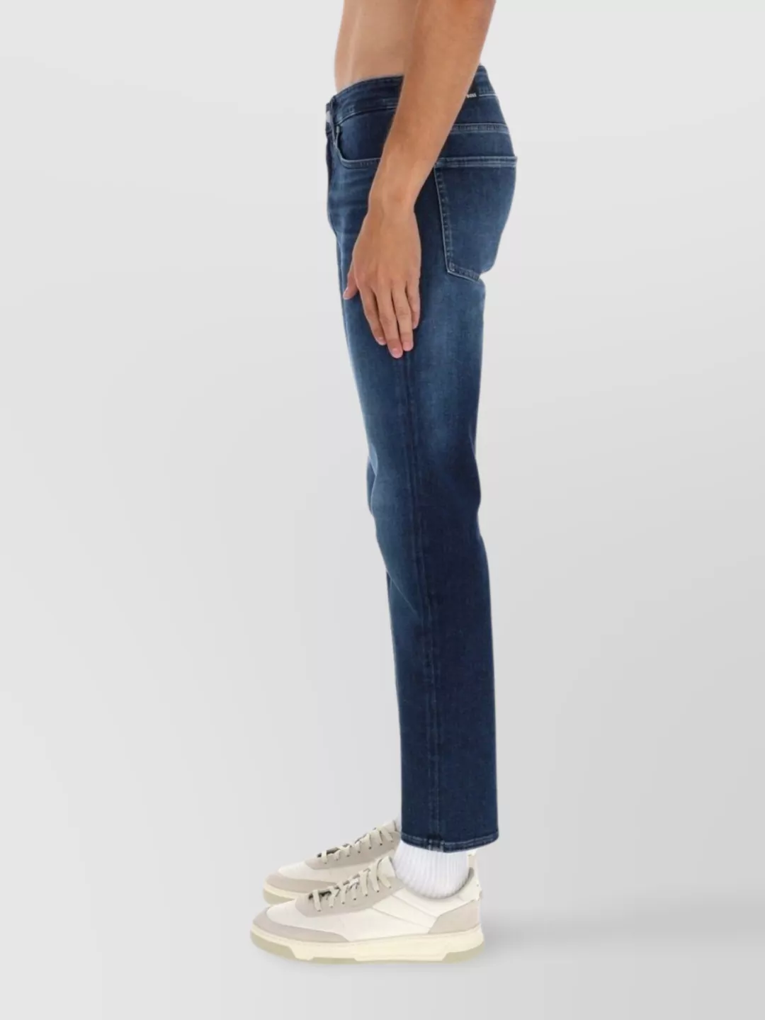 Boss Straight Leg Denim Trousers With Five Pockets
