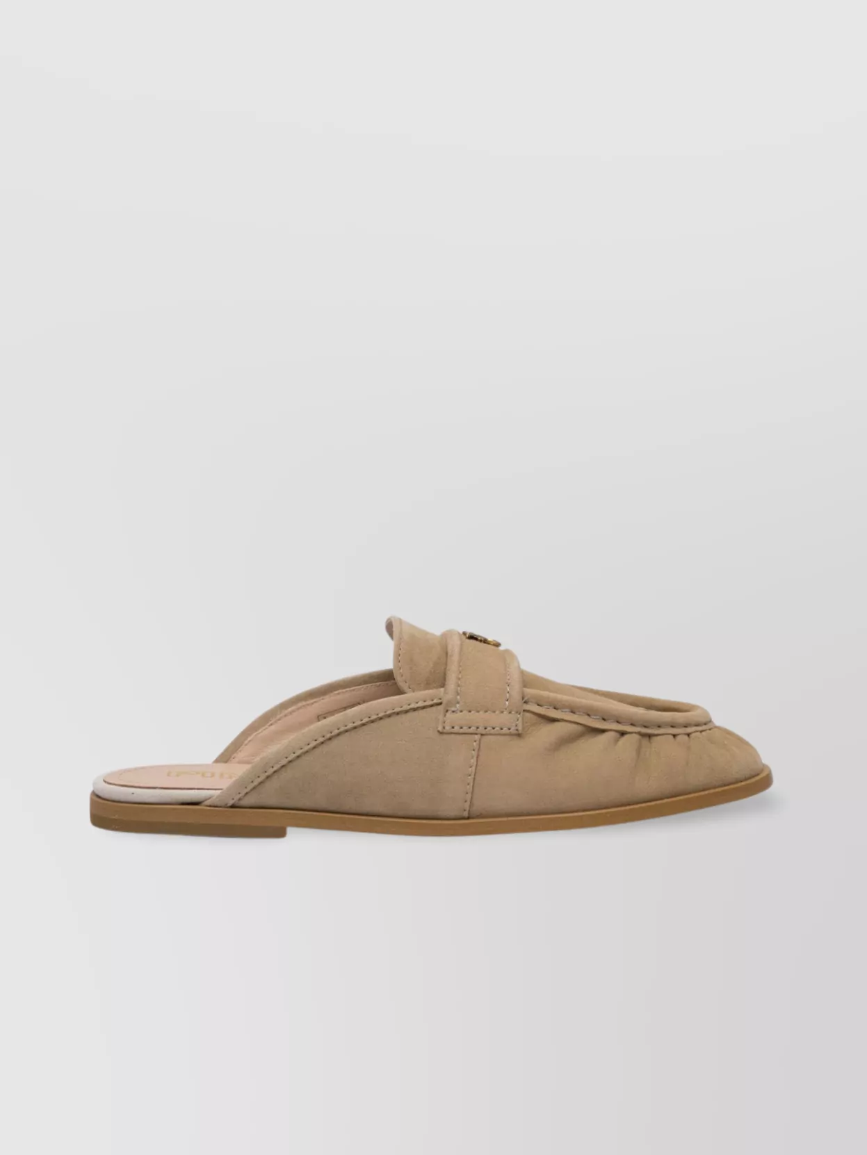 PINKO EMBELLISHED ROUND TOE FLAT SOLE LOAFERS