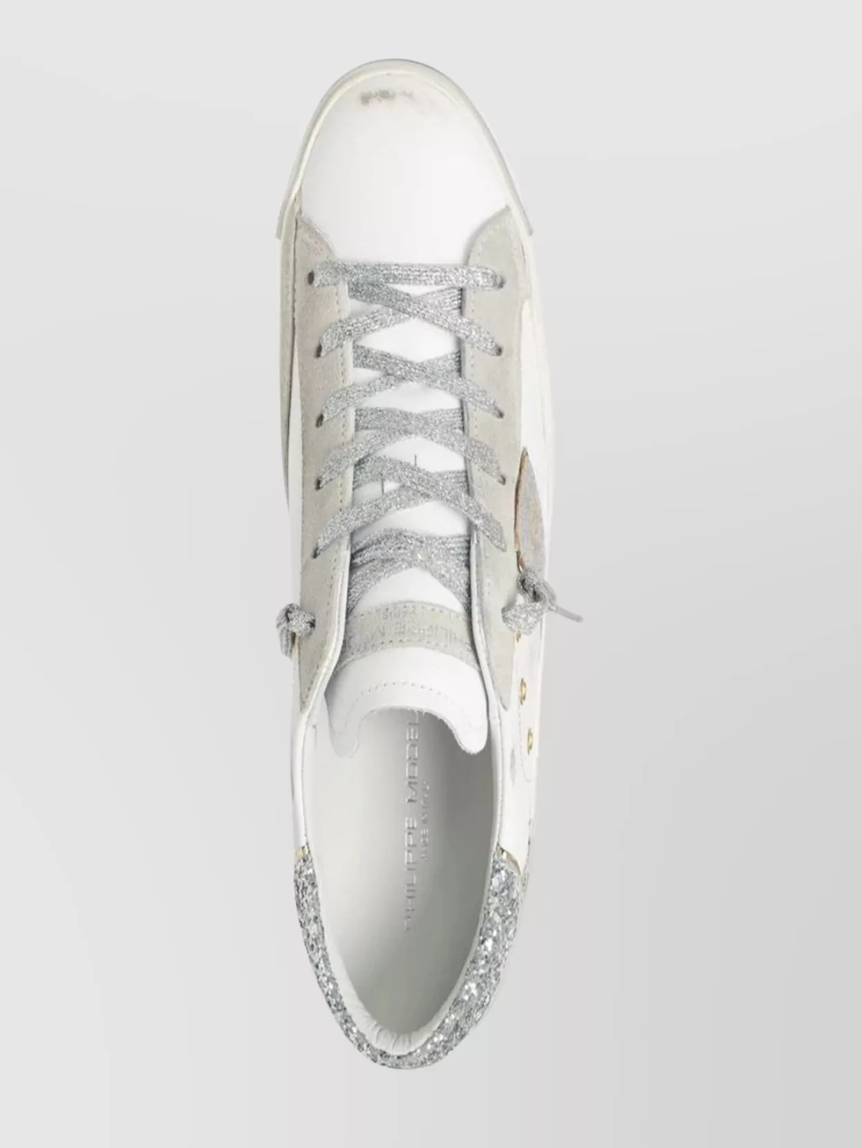 Philippe Model Glitter Heel Sneakers Leopard Print Detail In White