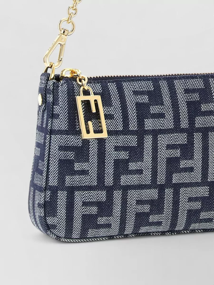 Fendi Baguette Denim-Effect Jacquard Shoulder Bag