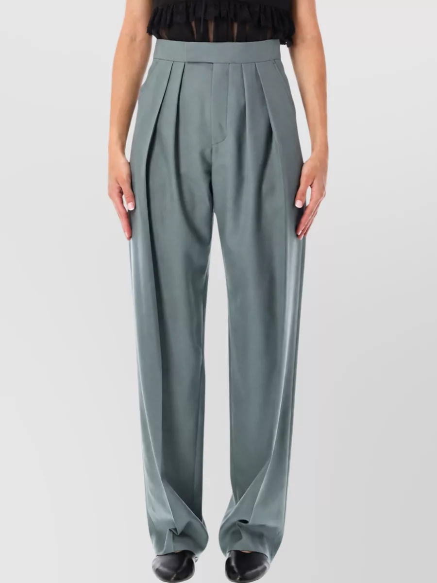 Chloé Virgin wool high-rise pleated cigarette trousers