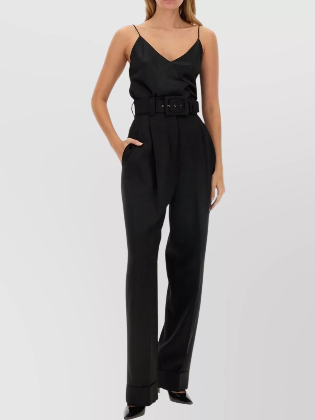 Max Mara Urban Piano Trousers Belted Waist In Black