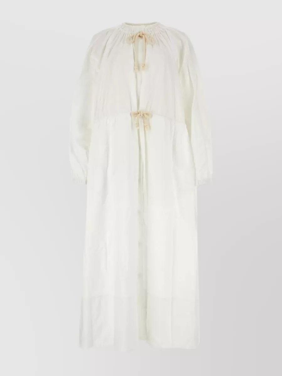 Shop Jil Sander Rope Detail Cotton Dress In White