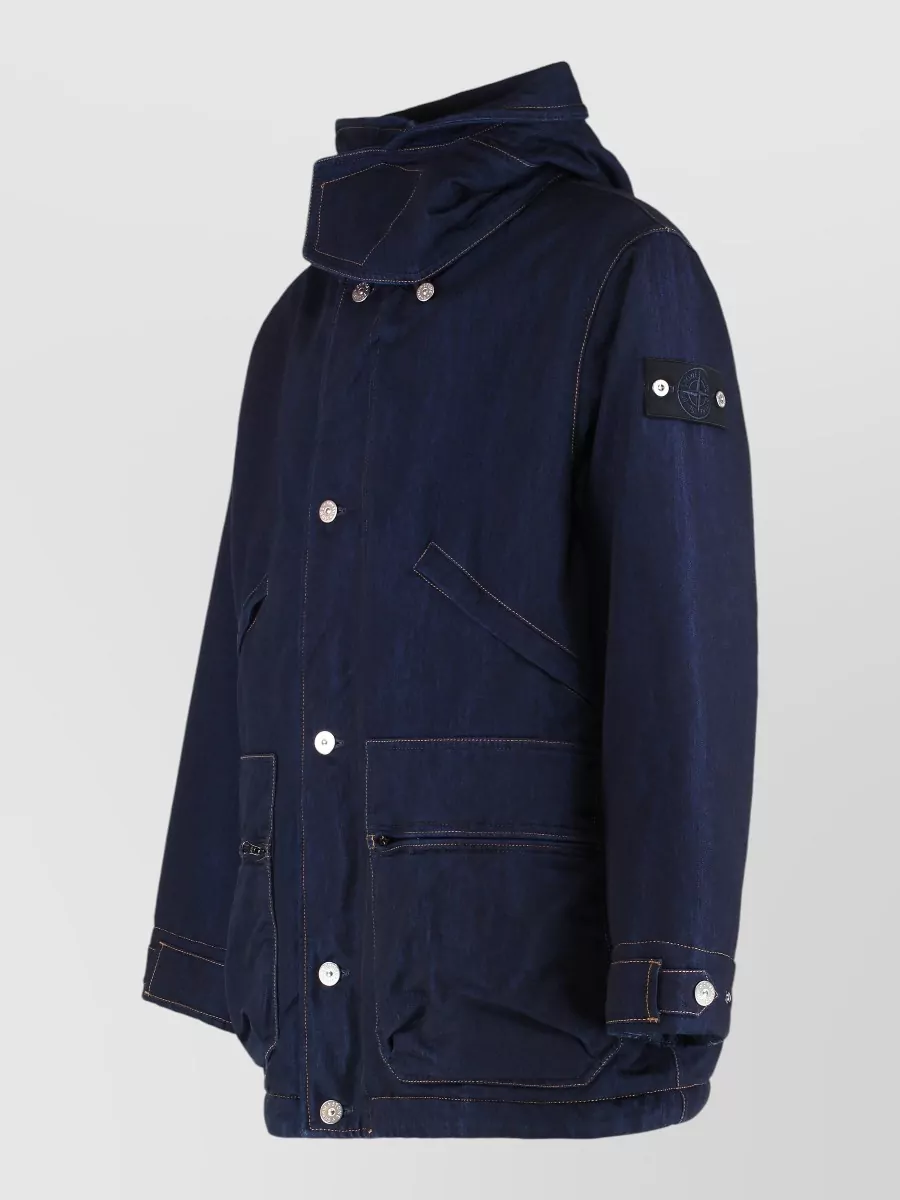 Stone Island Denim Research Short Hooded Padded Parka