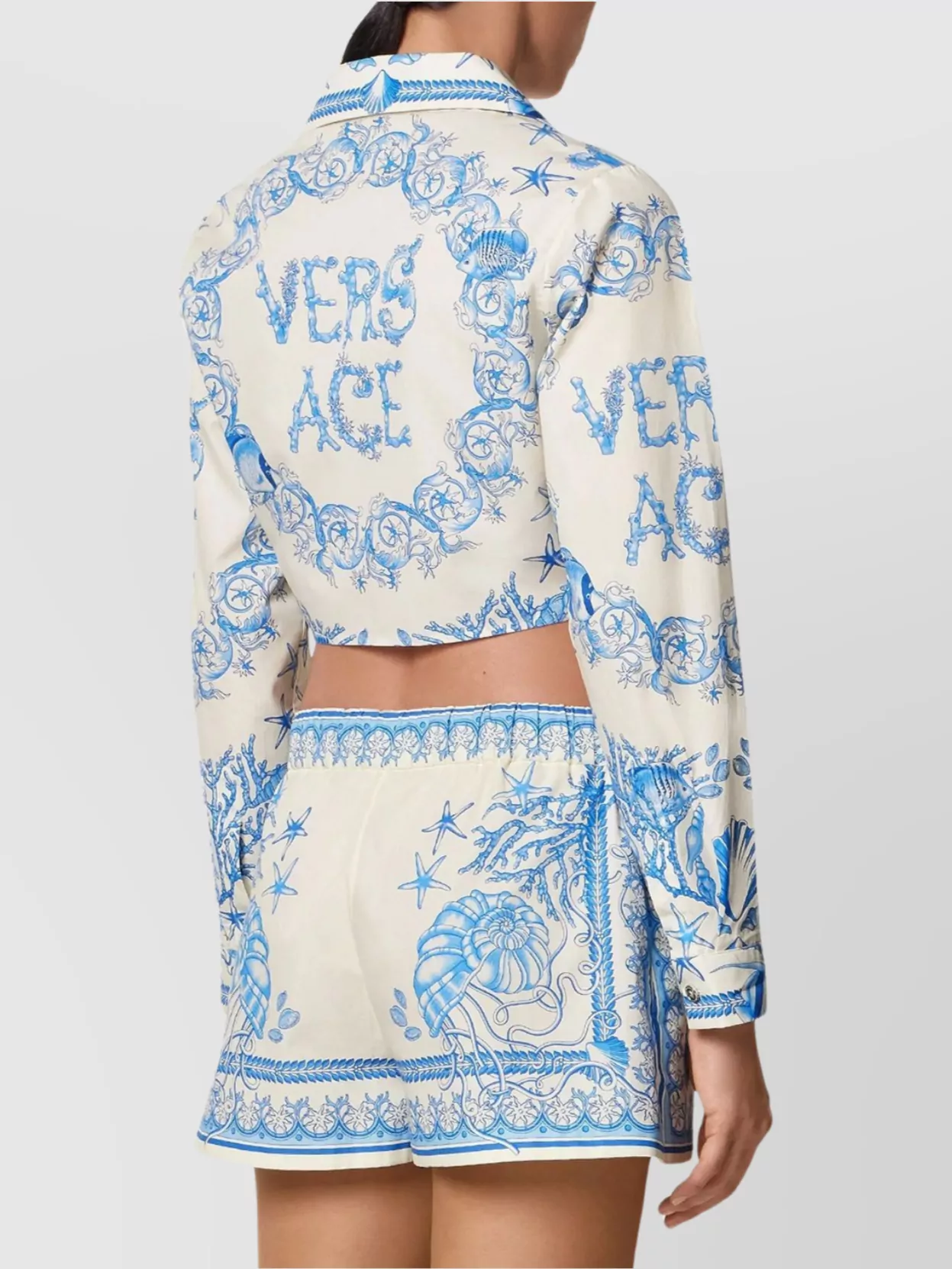 Versace Baroque Cotton Knotted Short Shirt
