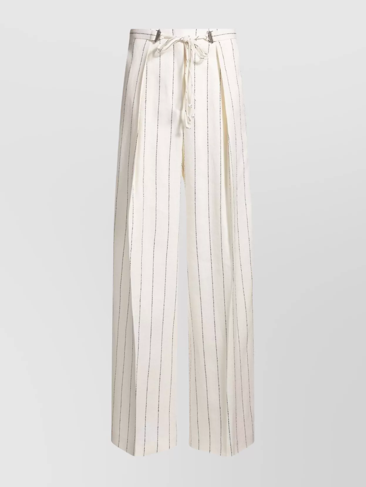 Hugo Boss Linen Trousers With Pleated Wide Leg In White