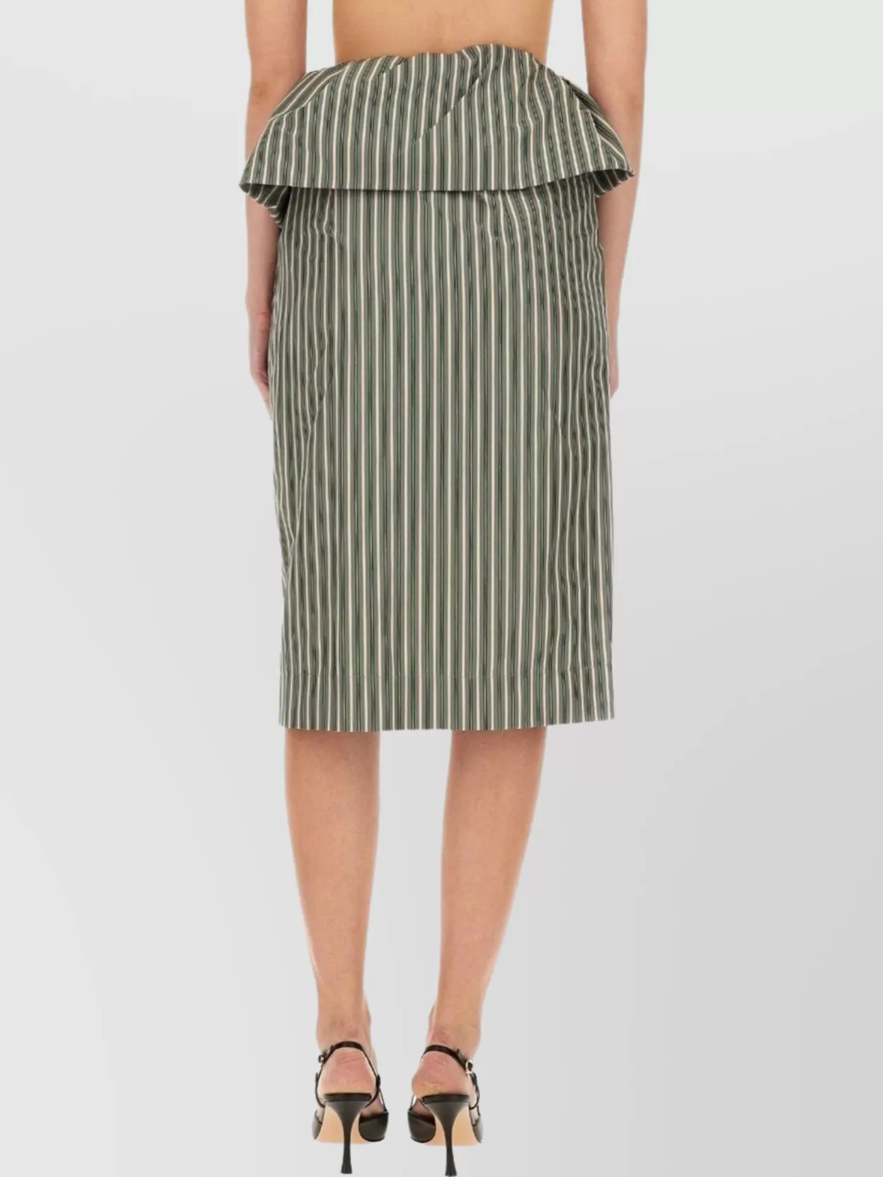 Dries Van Noten High Waist Striped Midi Skirt In Green