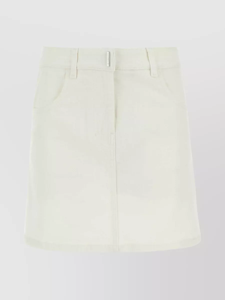 Shop Givenchy Split Back Skirt With Belt Loops And Pockets In White