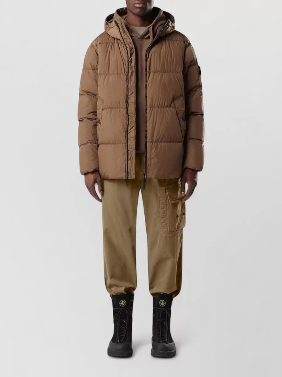 Stone Island quilted hooded puffer coat
