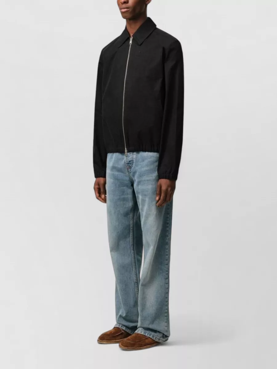 Ami Paris Cotton Jacket Point Collar Elasticated Hem