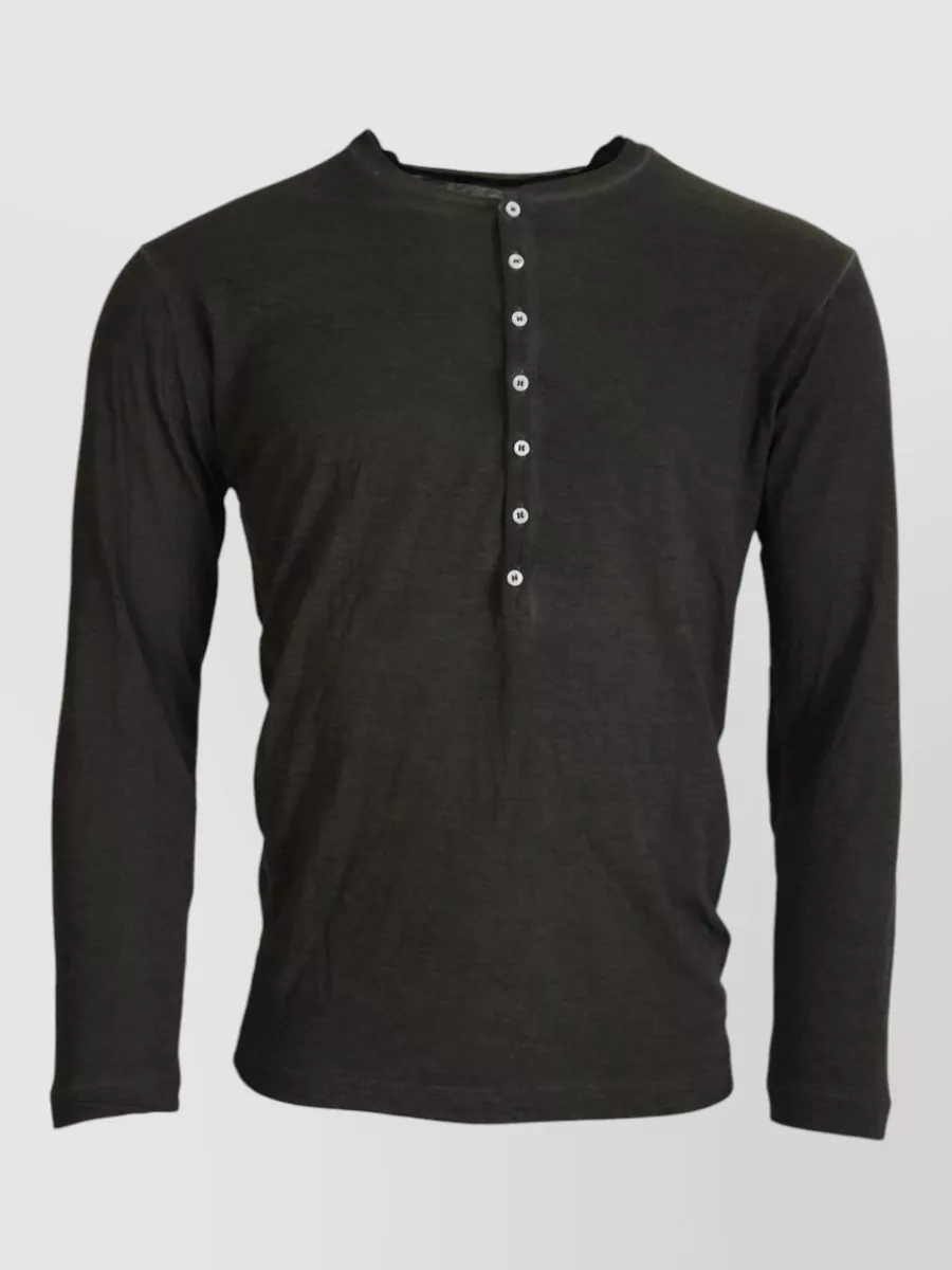 Dsquared2 cotton linen long sleeve henley t-shirt