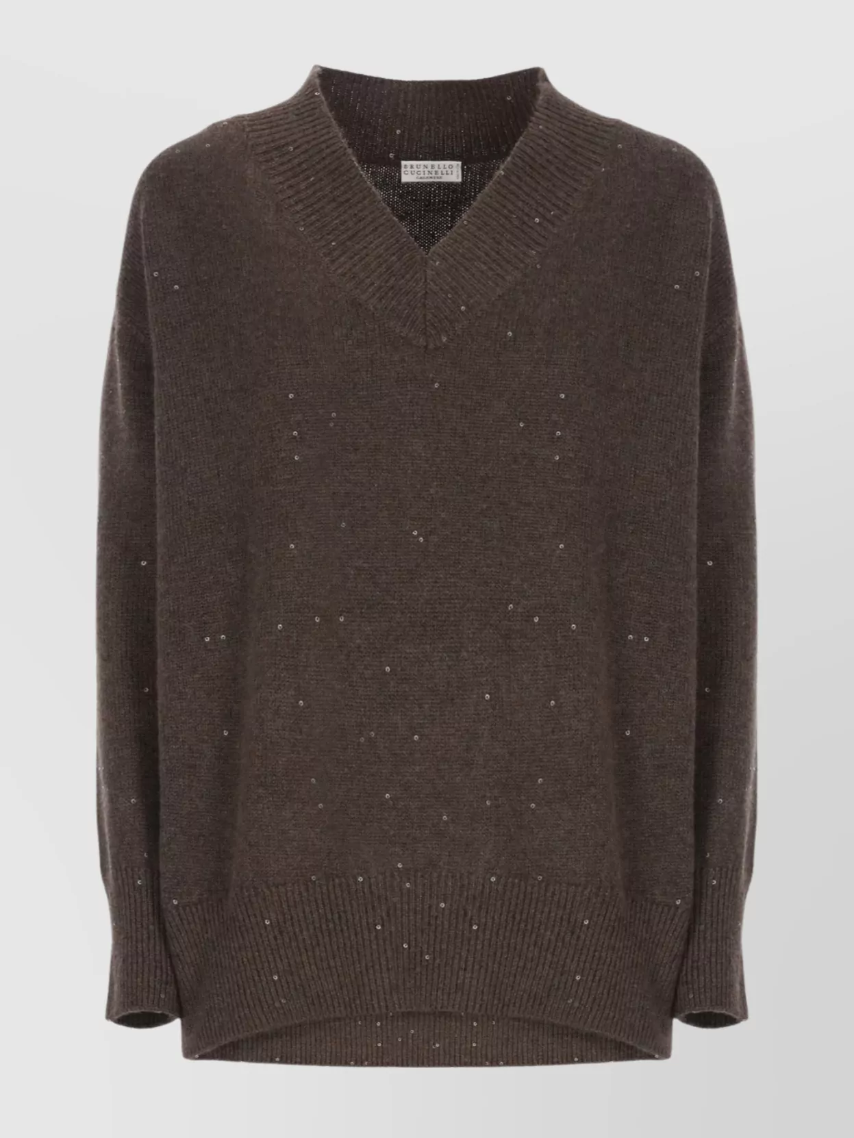 Brunello Cucinelli Sequin Embellished V-neck Cashmere Silk Sweater