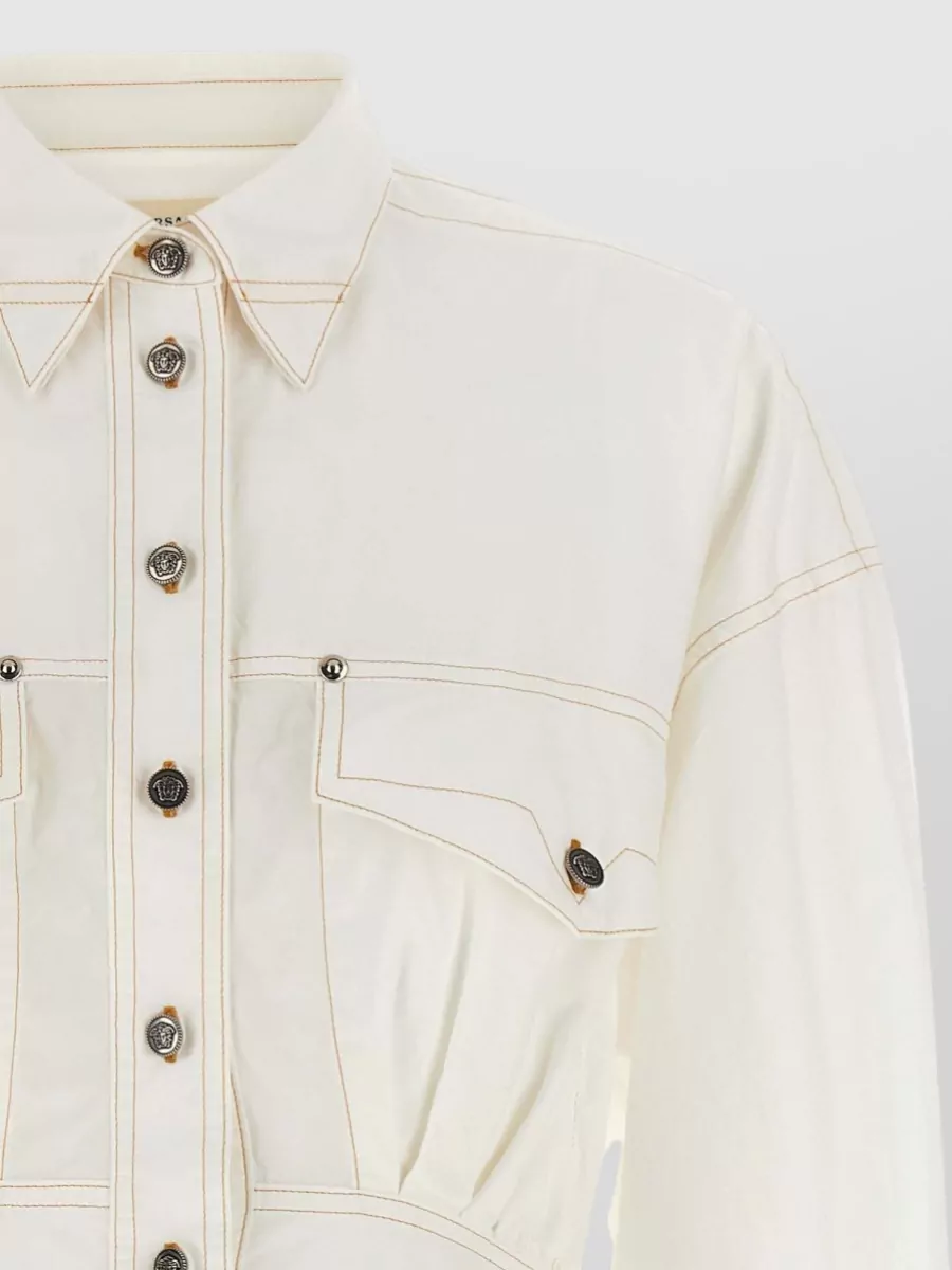 Versace Cotton Pleated Shirt Mini Dress