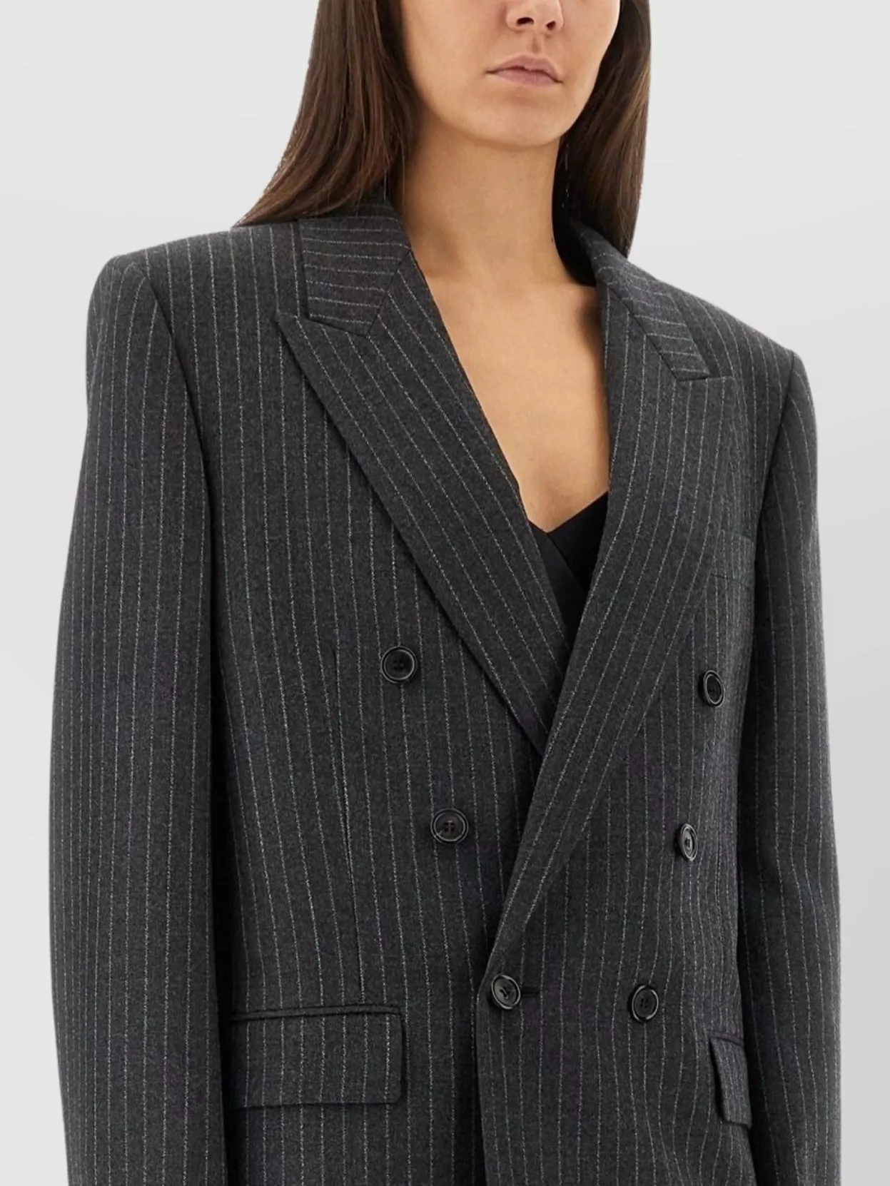 Saint Laurent Tailored Pinstripe Jacket Flap Pockets